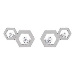 Réel Vieux mineur Diamond Studs 1.50 Carats Hexagon Shape 2 Bijoux en pierre