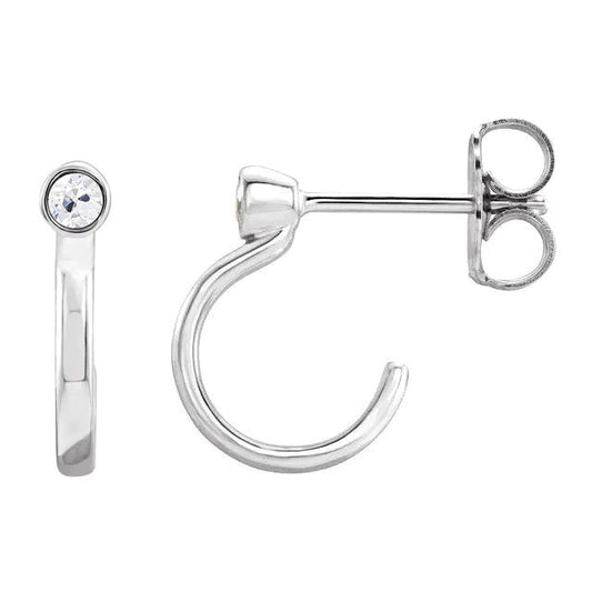 Réel diamant Boucles d'oreilles créoles ouvertes dames en or blanc serti de lunette Vieux mineur 2 carats