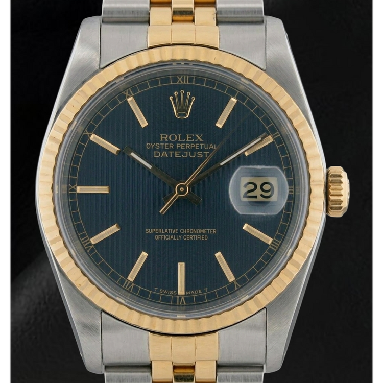 Regarder Rolex en acier inoxydable et cadran bleu pour hommes, RÉGLAGE RAPIDE