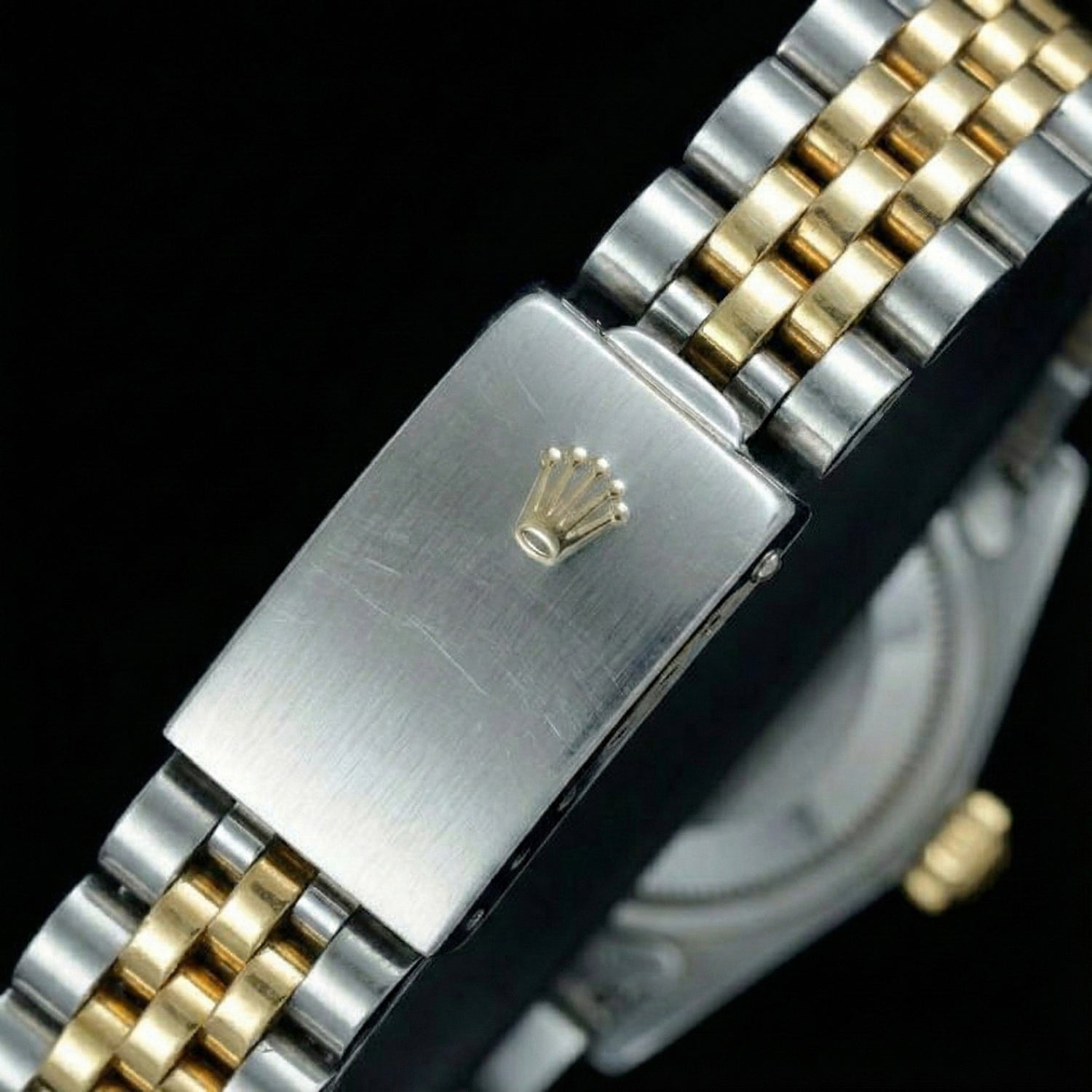 Regarder Datejust Dame Rolex Cadran Bâton Noir acier inoxydable & Or Jaune