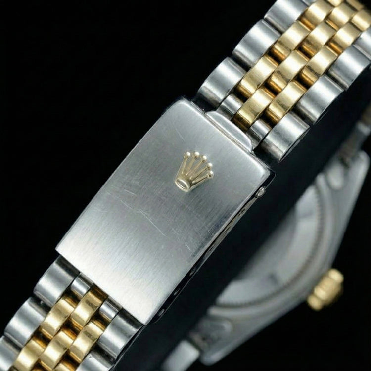 Regarder Datejust Dame Rolex Cadran Bâton Noir acier inoxydable & Or Jaune