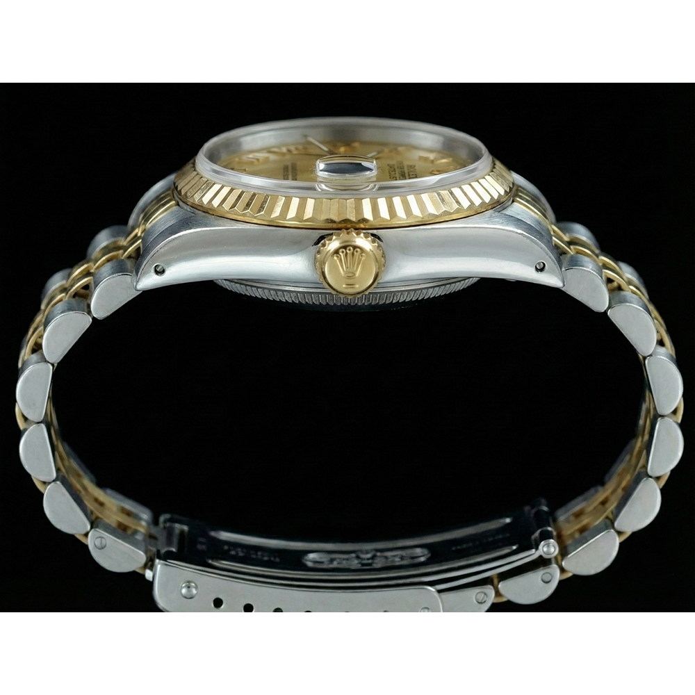 Regarder Datejust Rolex dame acier inoxydable & Or jubilé Champagne Cadran Romain