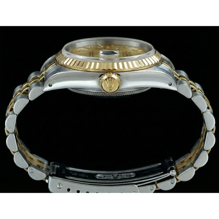 Regarder Datejust Rolex dame acier inoxydable & Or jubilé Champagne Cadran Romain