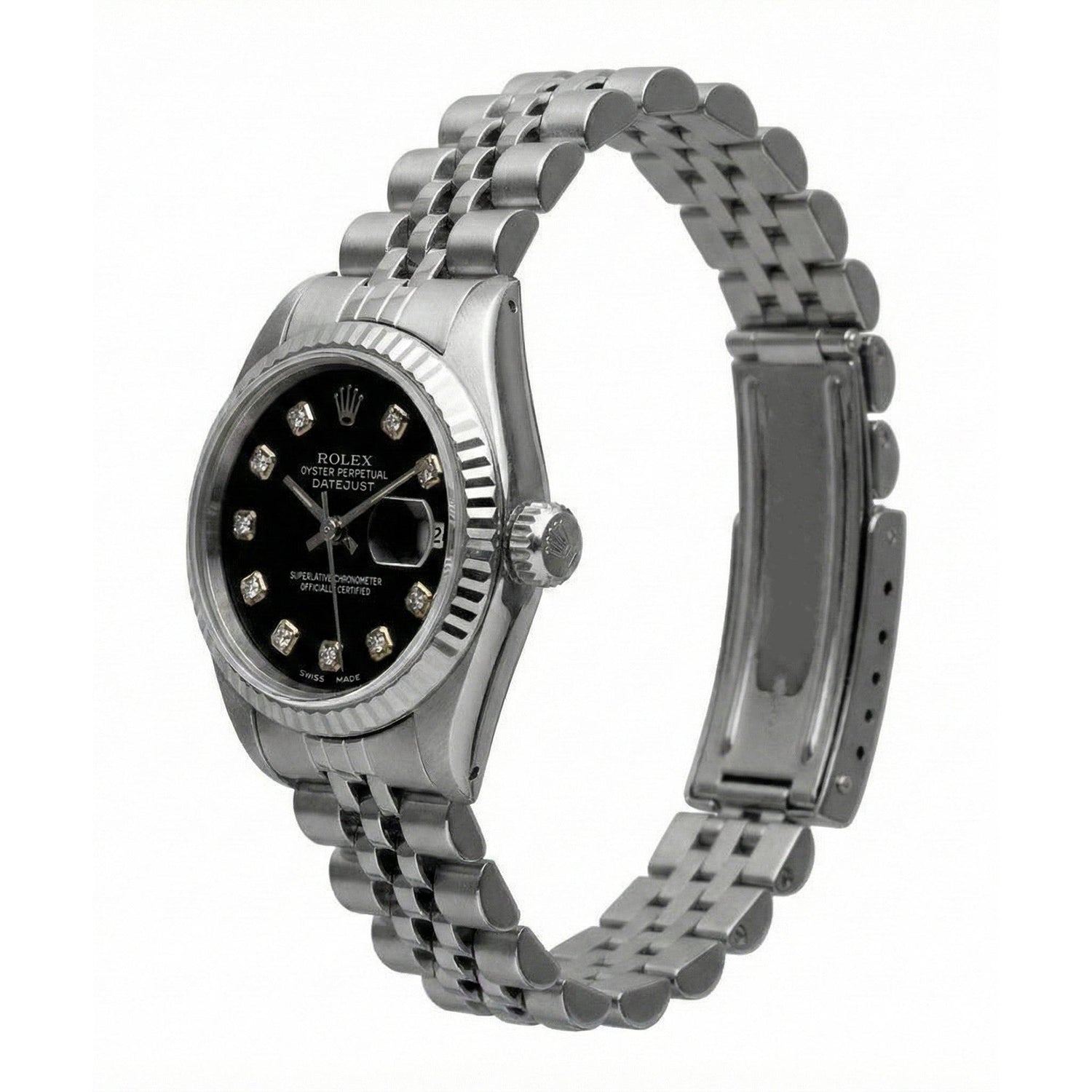 Regarder Datejust Rolex en acier inoxydable avec bracelet jubilé et cadran diamant