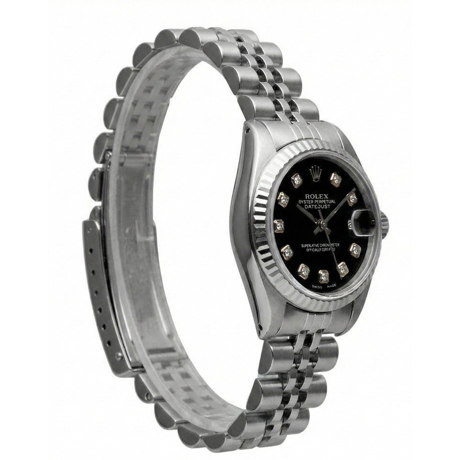 Regarder Datejust Rolex en acier inoxydable avec bracelet jubilé et cadran diamant