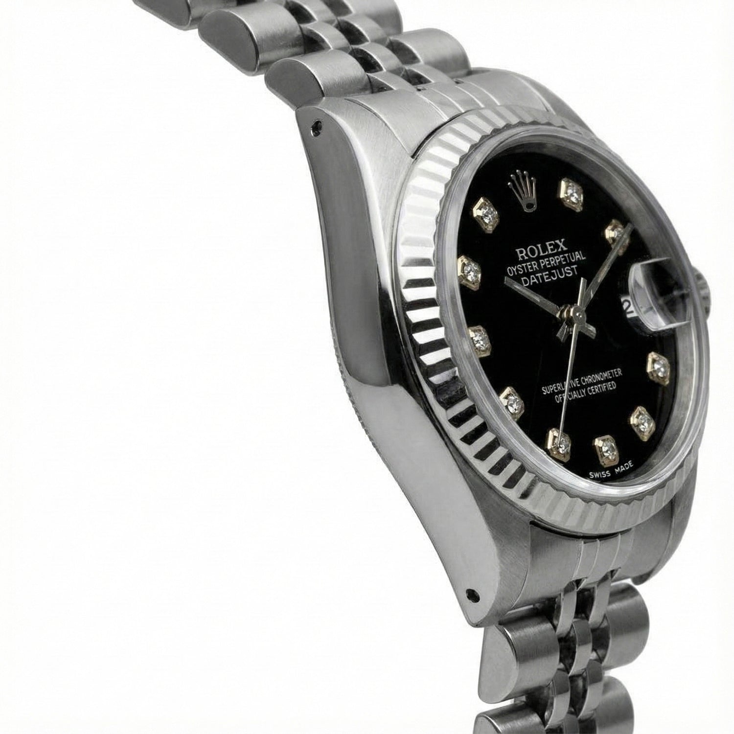 Regarder Datejust Rolex en acier inoxydable avec bracelet jubilé et cadran diamant