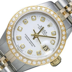 Regarder Datejust Rolex pour femme, bracelet bicolore, cadran diamant blanc