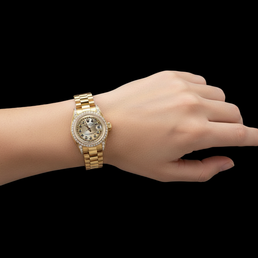 Regarder Président Rolex Datejust Cadran Lunette Diamant En Or Jaune P2