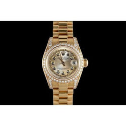 Regarder Président Rolex Datejust Cadran Lunette Diamant En Or Jaune