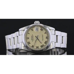 Regarder Rolex Datejust Cadran romain Lunette lisse en acier inoxydable de taille moyenne