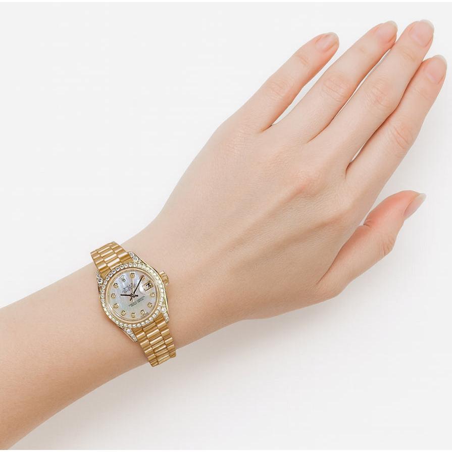 Regarder Rolex Datejust Président en or jaune avec cadran à lunette en diamant P1