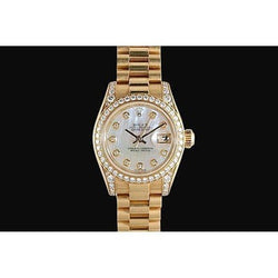 Regarder Rolex Datejust Président en or jaune avec cadran à lunette en diamant