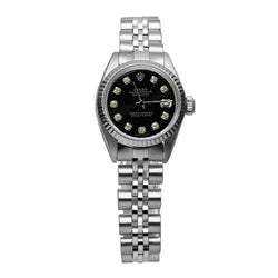 Regarder Rolex Datejust acier inoxydable pour femme avec cadran en diamant noir