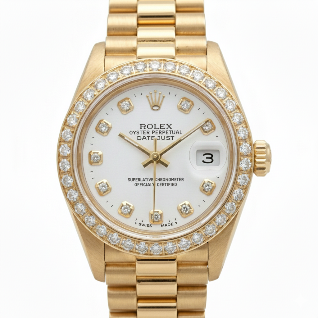 Regarder Rolex Datejust still présidentiel lunette en or cadran diamant Rolex