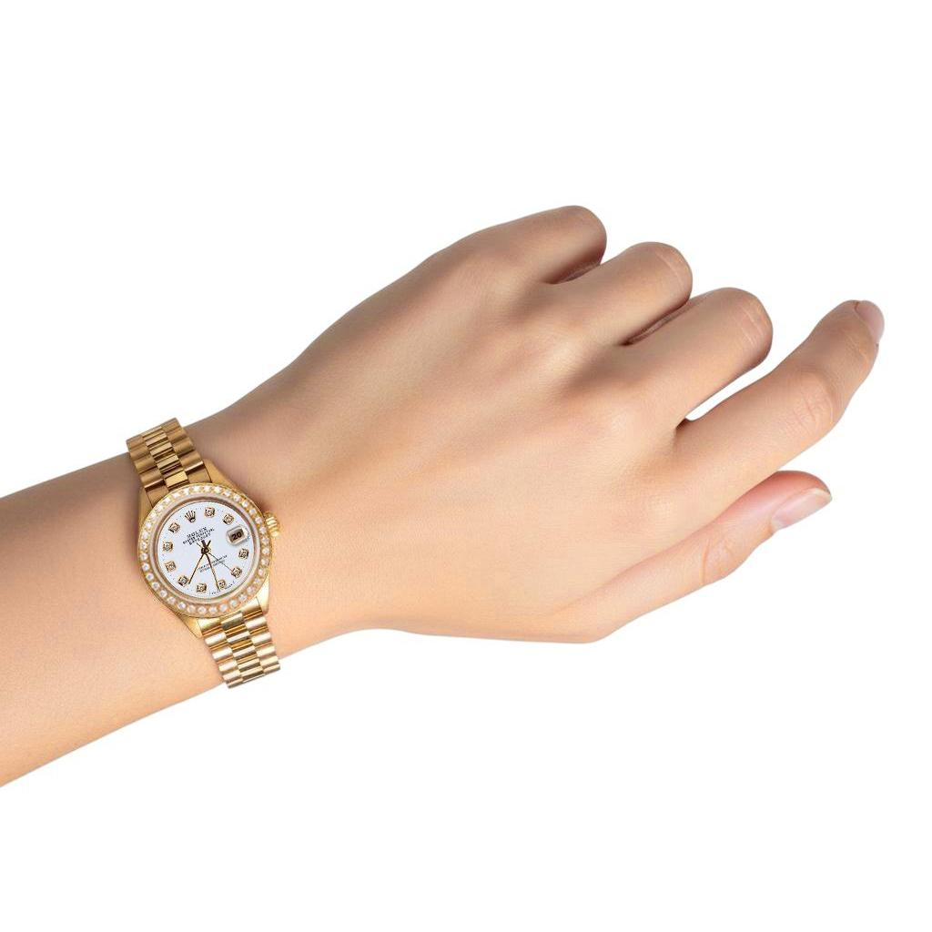 Regarder Rolex Datejust still présidentiel lunette en or cadran diamant Rolex P2