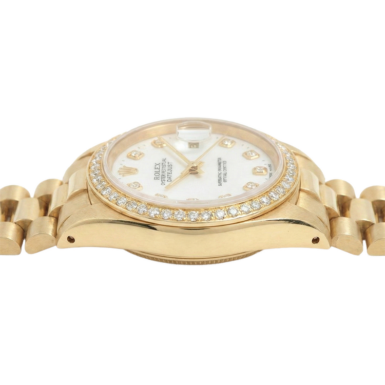 Regarder Rolex Datejust still présidentiel lunette en or cadran diamant Rolex