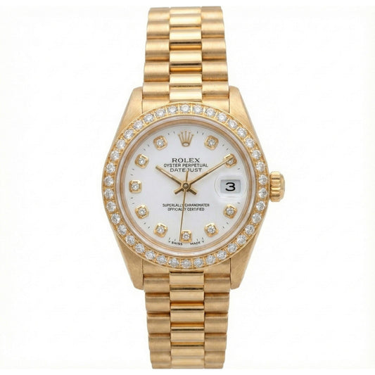 Regarder Rolex Datejust still présidentiel lunette en or cadran diamant Rolex