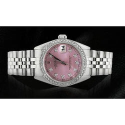 Regarder Rolex acier inoxydable Jubilé de taille moyenne avec cadran en diamant rose et lunette