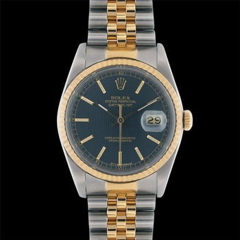 Regarder Rolex en acier inoxydable et cadran bleu pour hommes
