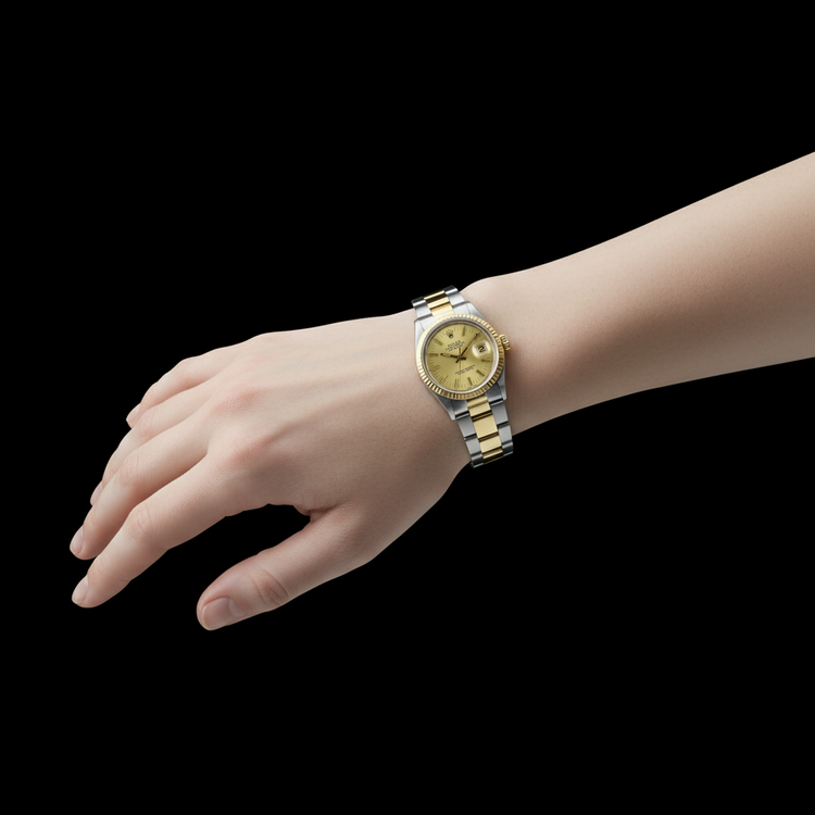 Regarder Rolex huître Bracelet Lunette Cannelée Or & acier inoxydable Datejust Milieu P5