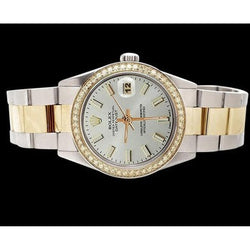 Regarder Rolex huître acier inoxydable et or jaune, cadran bâton blanc, Datejust, réglage rapide