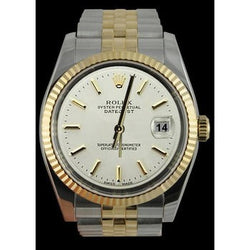 Regarder Rolex pour homme à lunette cannelée en or jaune bicolore