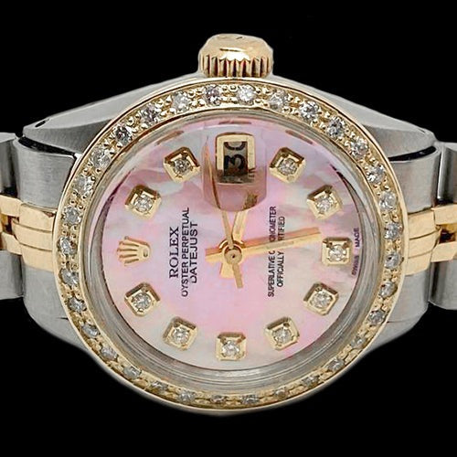 Regarder à cadran diamant serpillière roze pour femme 