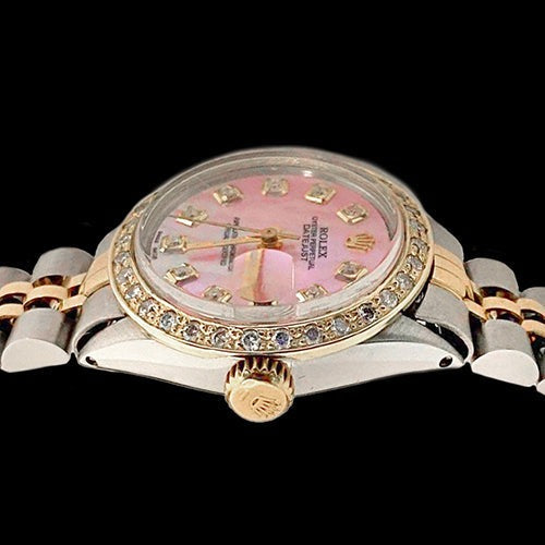  diamant serpillière roze pour femme Rolex Datejust bicolore
