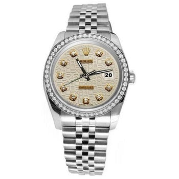Regarder acier inoxydable avec cadran en diamant blanc et date perpétuelle