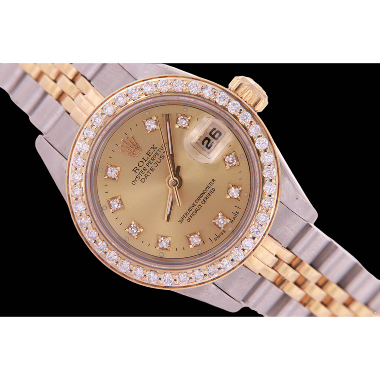 Regarder dame à cadran diamant et champagne bicolore Rolex Datejust