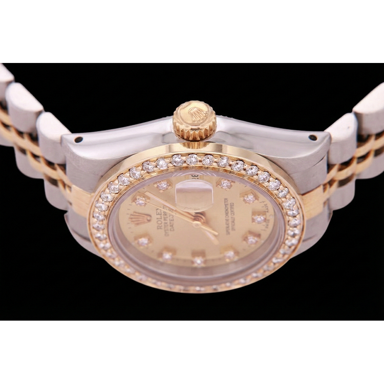Regarder dame à cadran diamant et champagne bicolore Rolex Datejust