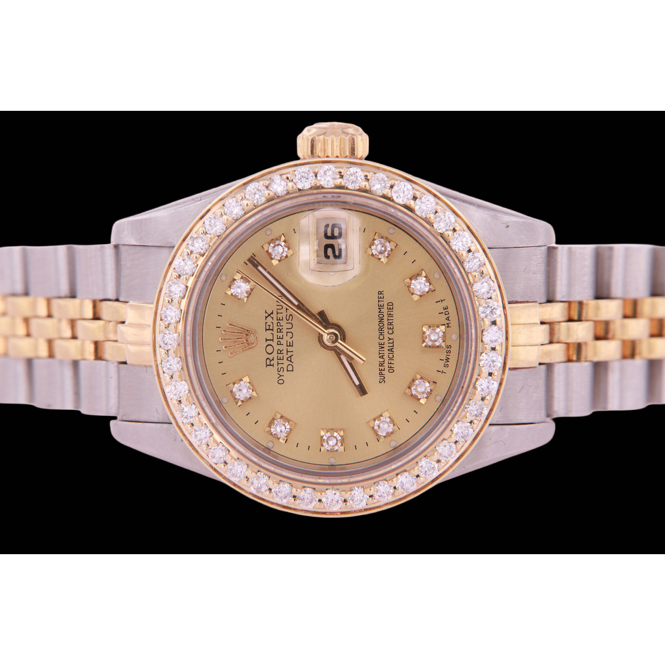 Regarder dame à cadran diamant et champagne bicolore Rolex Datejust