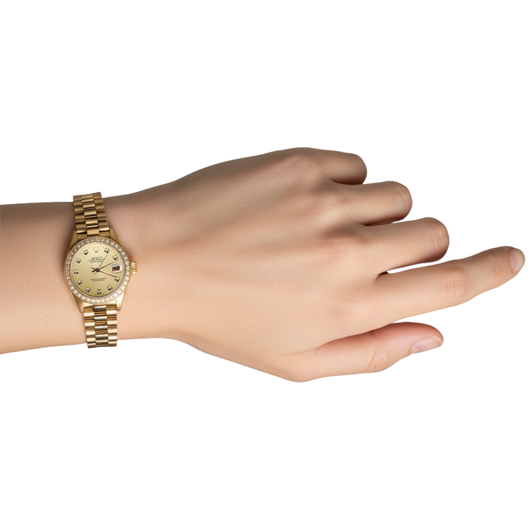 Regarder de still président Rolex Datejust Or Champagne Cadran Diamant Lunette P2