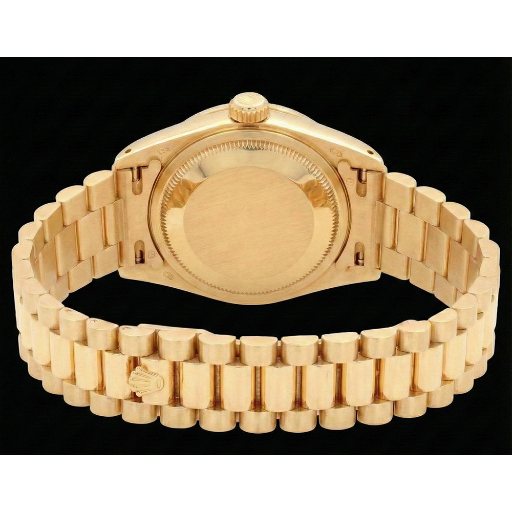 Regarder de style président Rolex pour femme, cadran en or jaune et diamants