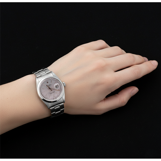 Regarder huître acier inoxydable avec bracelet blanc et cadran bâton Rolex Date pour homme