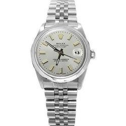 Regarder jubilé en acier inoxydable Rolex Date Just à cadran bâton blanc