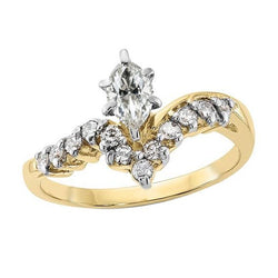 Rehausseur De Bague Véritable Diamant Bicolore Rond Et Marquise Vieux Mineur 2.50 Carats