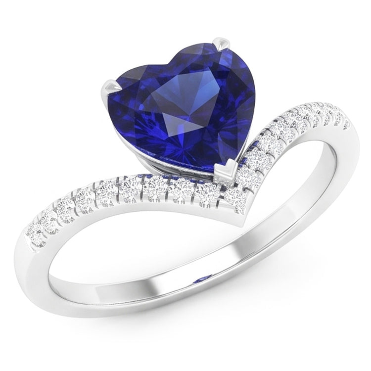 Rehausseur de bague de pierres précieuses en saphir bleu taille coeur bijoux en or 3 carats