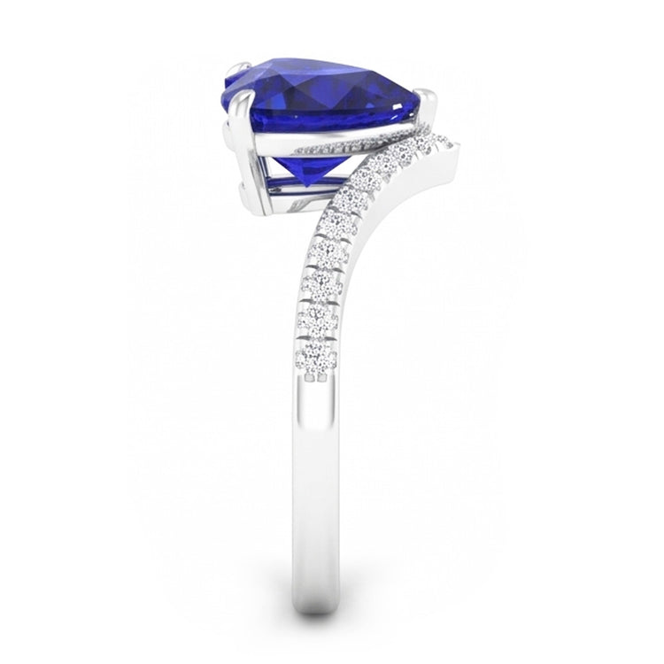 Rehausseur de bague de pierres précieuses en saphir bleu taille coeur bijoux en or 3 carats
