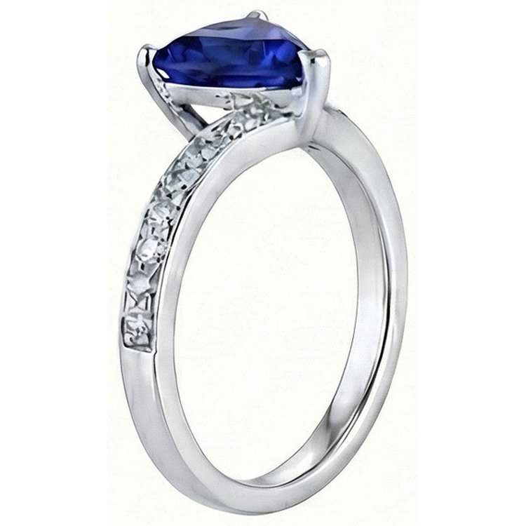 Rehausseur de bague en saphir avec trillions de diamants ronds en or 2.50 carats 14K