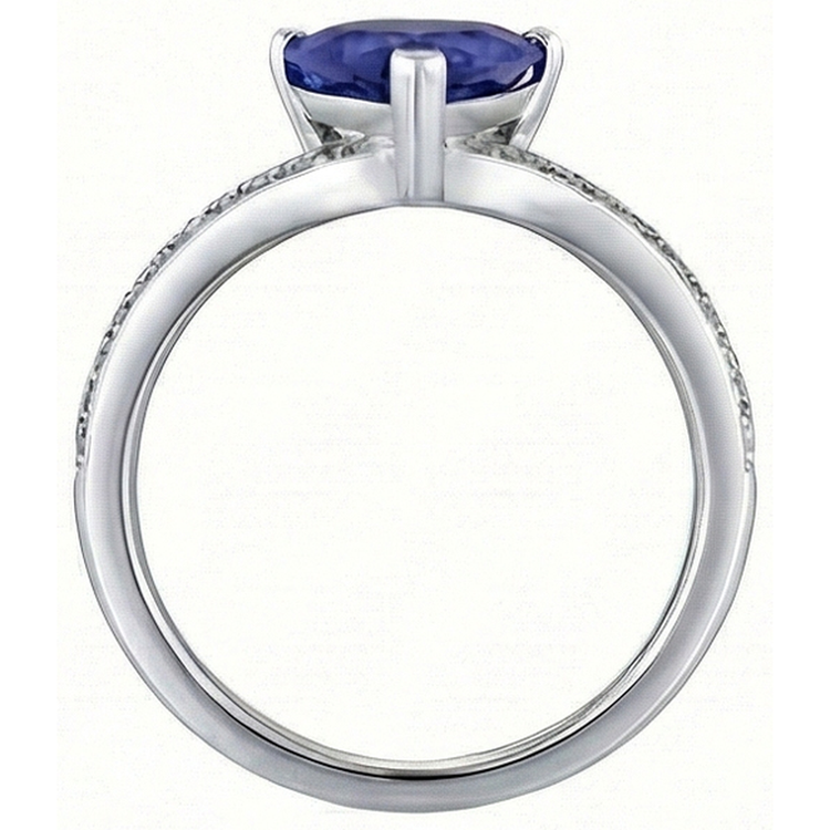Rehausseur de bague en saphir avec trillions de diamants ronds en or 2.50 carats 14K