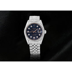 Rolex Datejust Cadran Diamant Bleu Lunette Montre Jubilee Bracelet SS QUICK SET