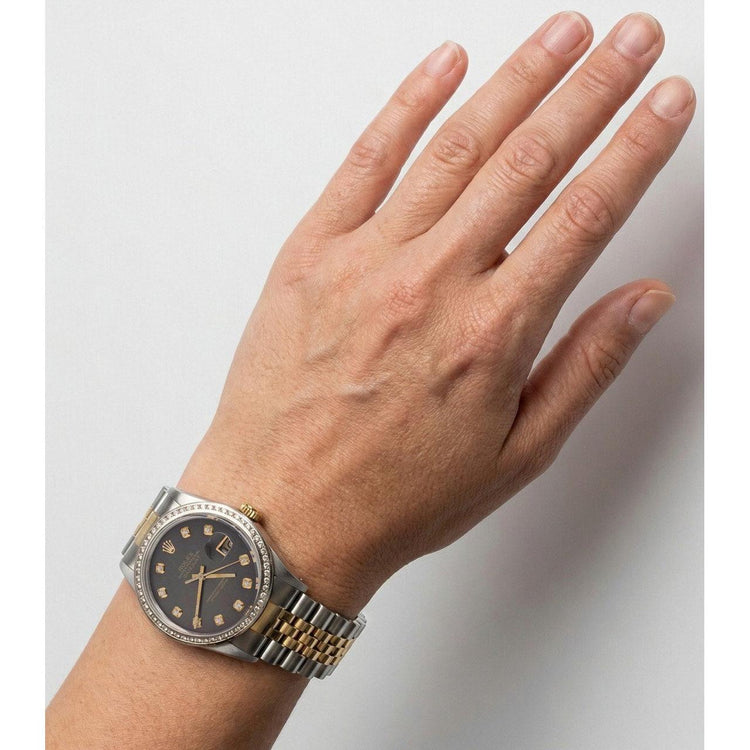 Rolex Datejust Montre Deux Tons Hommes Manche Lunette Diamant