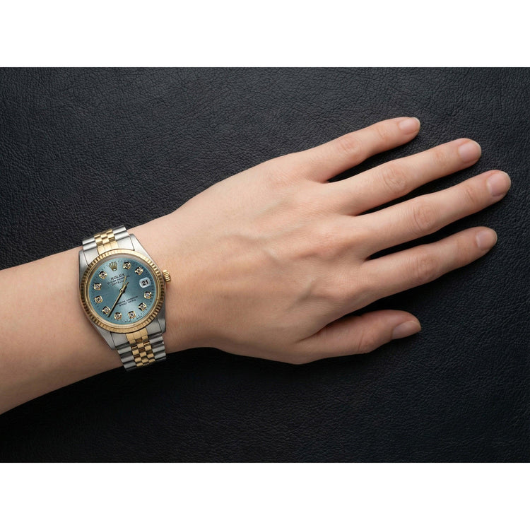 Rolex hommes Datejust Rolex bleu acier inoxydable & or jubilé Bracelet ensemble rapide