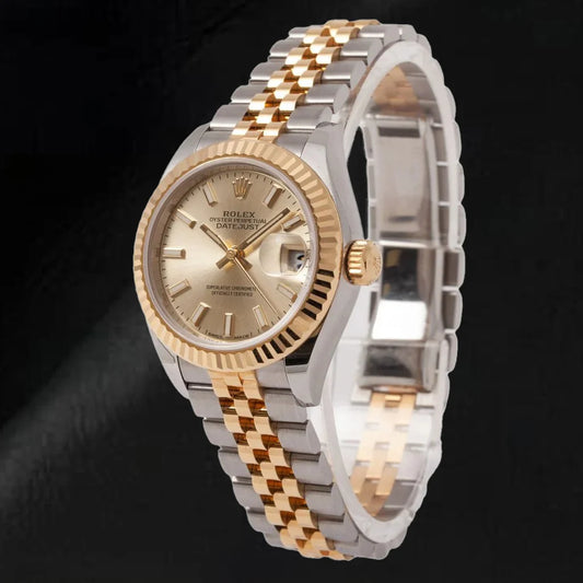 Rolex 279173 dame-Datejust 28 mm cadran lumineux champagne or 18 carats