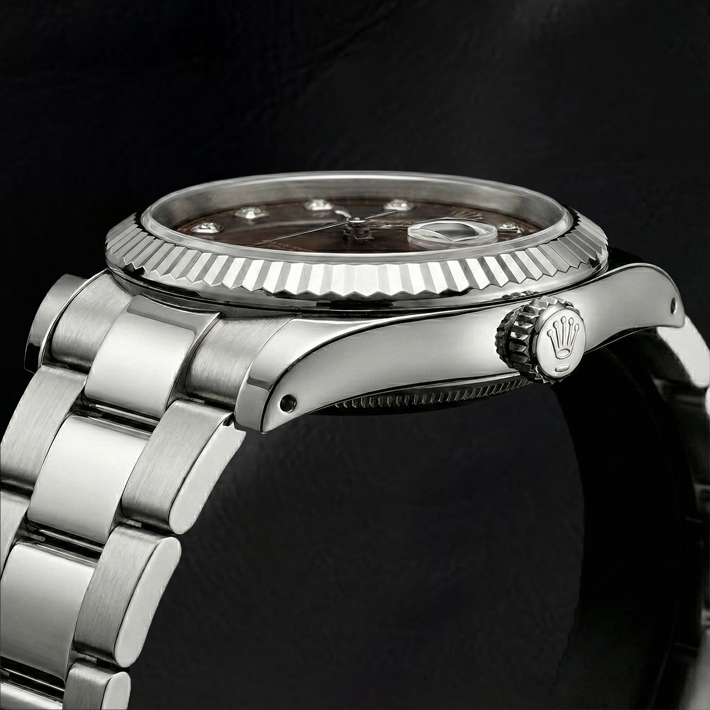 Rolex Stainless Steel avec Diamant – vue de face