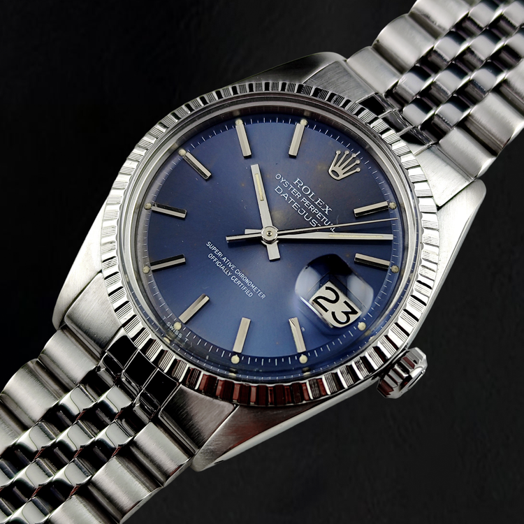 Montre Rolex Datejust 36 mm Année 1986 Cadran à Index Bâtons Pan Coupé en Acier Inoxydable