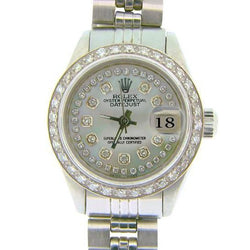 Rolex Dames Datejust Montre En Acier Inoxydable Cadran Diamant Lunette