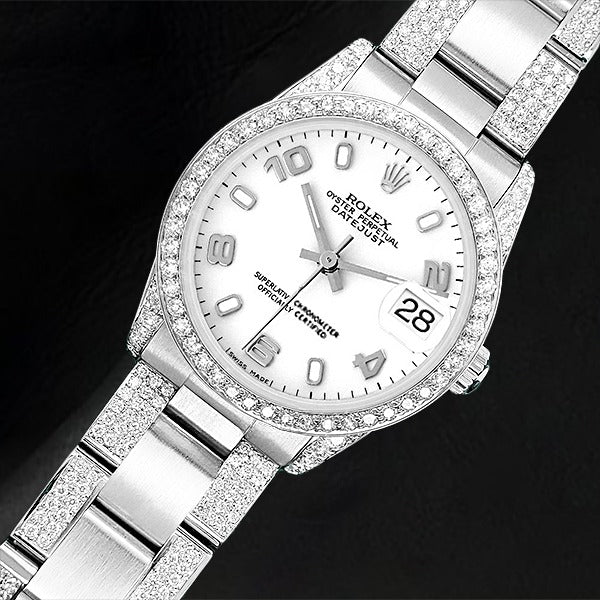 Rolex Stainless Steel avec Diamant Fin – vue de côté