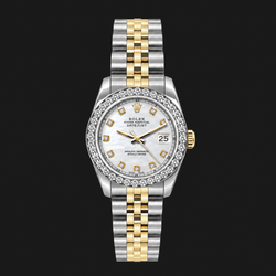 Montre Rolex Datejust 6917 Femme 26 mm Cadran Diamants Nacre Blanche Bicolore